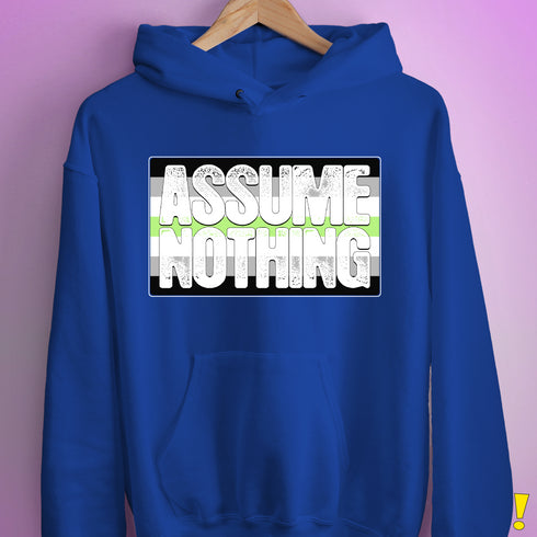 Assume Nothing Agender Pride Flag Hoodie - Royal Blue
